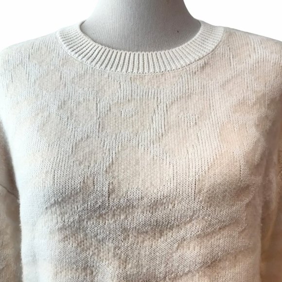 Rails Womens S Chance Ivory Pink Mixed Animal Cotton Wool Cashmere Blend Sweater - Picture 4 of 10